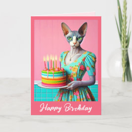 Verjaardag Kaart | Sphynx Cat 6th Verjaardagskaars