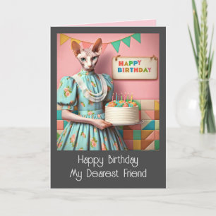 Verjaardag Kaart Sphynx Kat Dame met Verjaardags