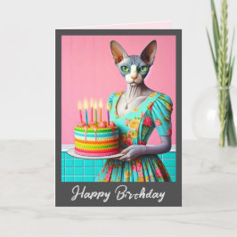 Verjaardag Kaart | Sphynx Kat Dame met Verjaardags