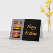 Verjaardag Kaart - Sunset Strips paarse roze sinaa (Gele Bloem)