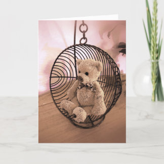 Verjaardag Kaart - Teddybeer in een schommel