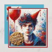 VERJAARDAG KAART ~ Teenage Boy ~ (Voorkant / Achterkant)