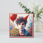 VERJAARDAG KAART ~ Teenage Boy ~ (Staand voorkant)