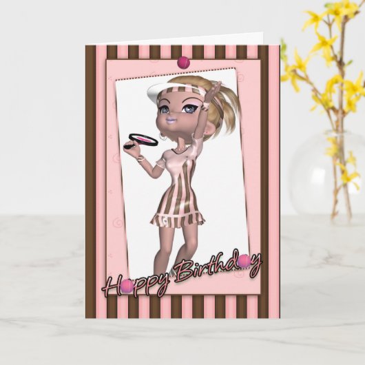 Verjaardag Kaart Tennisser - Tweens & Tiener (Gele Bloem)