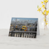 Verjaardag Kaart - Treinen komen en gaan (Gele Bloem)