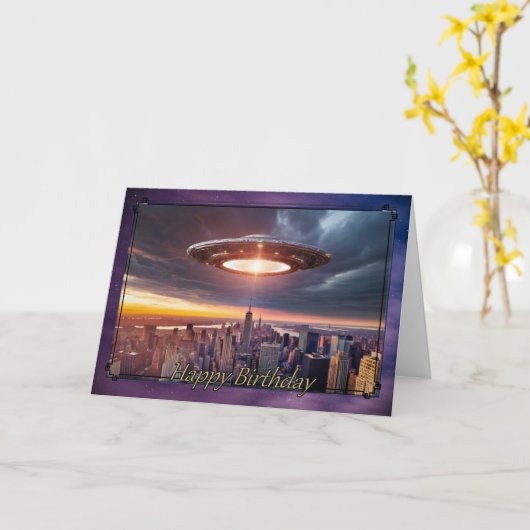 Verjaardag Kaart UFO Boy (Gele Bloem)