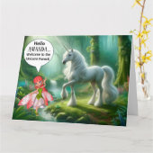 Verjaardag Kaart Unicorn Forest (Gele Bloem)