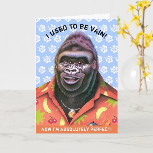 Verjaardag Kaart Vain Gorilla ontwerp. (Gele Bloem)