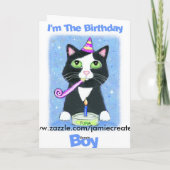 Verjaardag Kaart van Cat Lover Boy (Achterkant)