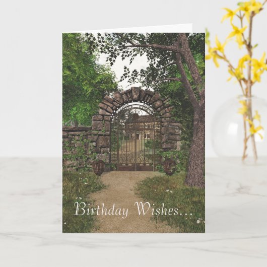 Verjaardag Kaart van de Garden Gate (Gele Bloem)