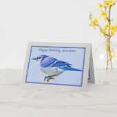Verjaardag Kaart van kleinzoon met Blue Jay Bird (Gele Bloem)