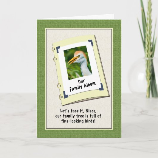 Verjaardag Kaart van nichtje met Egret (Voorkant)