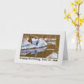 Verjaardag Kaart van schoonzoon met Blue Heron (Gele Bloem)