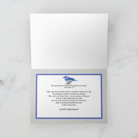 Verjaardag Kaart van schoonzoon met Blue Jay Bird (Binnen)