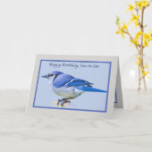 Verjaardag Kaart van schoonzoon met Blue Jay Bird (Gele Bloem)