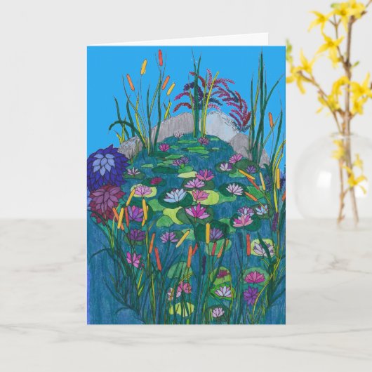 Verjaardag Kaart - Vijver met waterlelies (Gele Bloem)