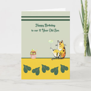 Verjaardag Kaart voor 12 jaar oud Zoon met Kat