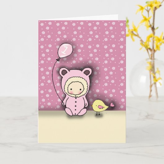 Verjaardag Kaart voor Baby Girl Turning 1 (Gele Bloem)