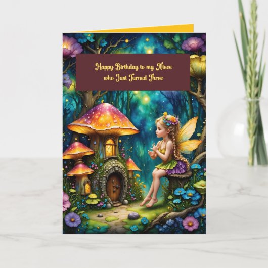 Verjaardag Kaart voor drie jaar oude nichtje (Voorkant)