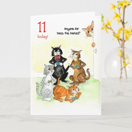 Verjaardag Kaart voor een 11-jarige Video Game Pla (Gele Bloem)