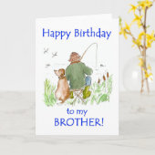 Verjaardag Kaart voor een broertje, Man en Vis (Gele Bloem)