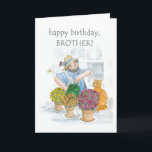 Verjaardag Kaart voor een broertje - Tuinieren<br><div class="desc">Een Kaart voor de verjaardag van een broeder,  met een man dat geniet van het verzorgen van zijn planten,  van een aquarelillustratie van Judy Adamson. Voel je vrij om de binnenste tekst te bewerken of te verwijderen en wijzigingen in de voorste omslagtekst aan te vragen via mijn winkel.</div>