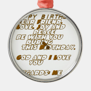 Verjaardag Kaart voor een Christelijke vriend Metalen Ornament