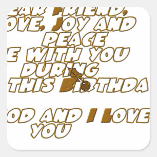 Verjaardag Kaart voor een Christelijke vriend Vierkante Sticker