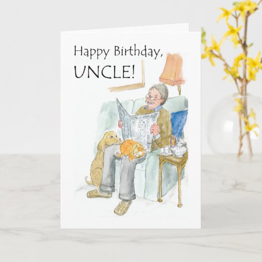 Verjaardag Kaart voor een oom (Gele Bloem)