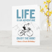 Verjaardag Kaart voor fietser, Geniet van de rit (Gele Bloem)