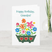 Verjaardag Kaart voor grootvader - Flower Power (Voorkant)