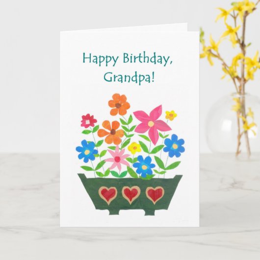Verjaardag Kaart voor grootvader - Flower Power (Gele Bloem)
