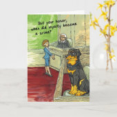 Verjaardag Kaart voor Hondenliefhebber - Loyal Rot (Gele Bloem)