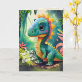 Verjaardag Kaart voor Kids Who Love The dinosaurs  (Gele Bloem)