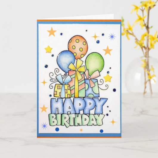 VERJAARDAG KAART VOOR KIND (Gele Bloem)