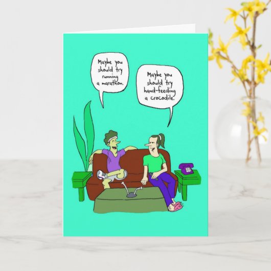 Verjaardag Kaart voor Marathoner - Marathon Crocod (Gele Bloem)