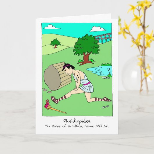 Verjaardag Kaart voor Marathoner - Pheidippides (Gele Bloem)