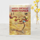 Verjaardag Kaart voor Marathoner - Red Ribbon (Gele Bloem)