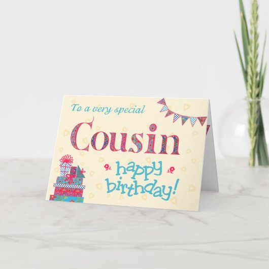  Verjaardag Kaart voor neef, Bunting, Geschenken (Voorkant)