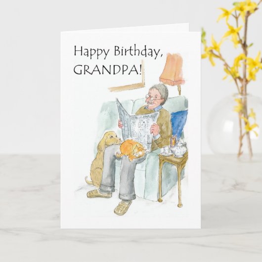 Verjaardag Kaart voor opa (Gele Bloem)