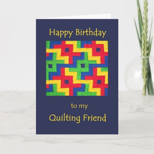Verjaardag Kaart voor Quilting Frien - Patchwork Q (Voorkant)