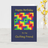 Verjaardag Kaart voor Quilting Frien - Patchwork Q (Gele Bloem)