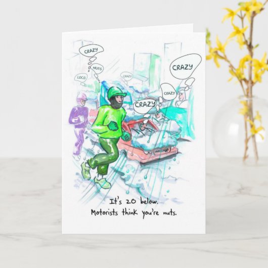 Verjaardag Kaart voor Runner - Crazy Runners (Gele Bloem)