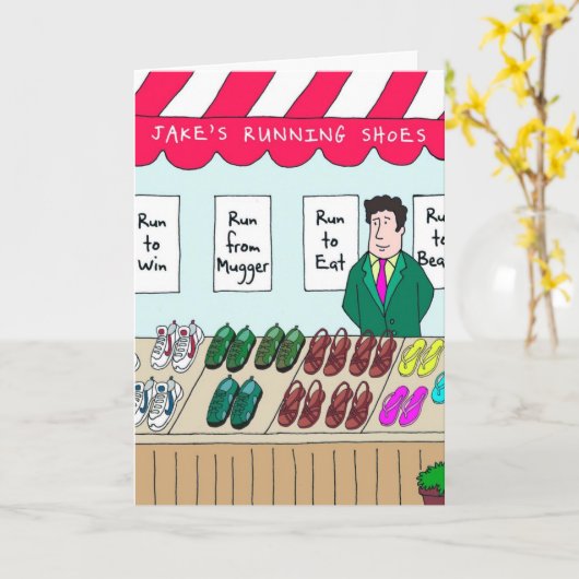 Verjaardag Kaart voor Runner - Jake's Running (Gele Bloem)