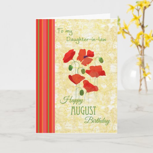 Verjaardag Kaart voor schoondochter Poppies (Gele Bloem)