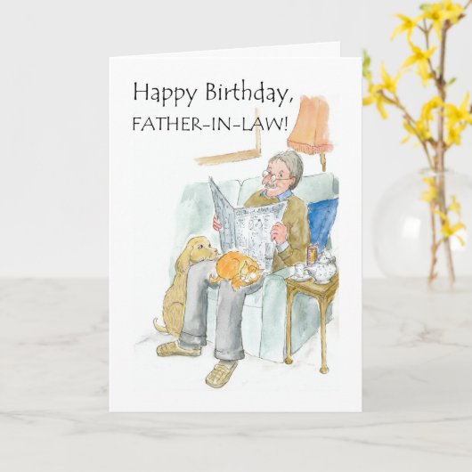 Verjaardag Kaart voor schoonvader (Gele Bloem)