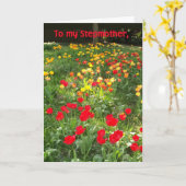 Verjaardag Kaart voor stiefmoeder - 'Tulpen' (Gele Bloem)