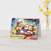 Verjaardag Kaart voor Triplets Tweede Verjaardag (Gele Bloem)