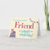  Verjaardag Kaart voor Vriend, Bunting, Geschenken (Voorkant)
