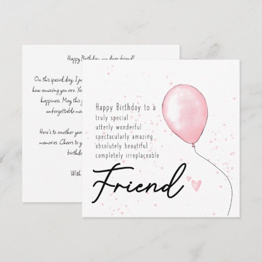 Verjaardag Kaart Voor Vriend - ziel zus (Voorkant / Achterkant)